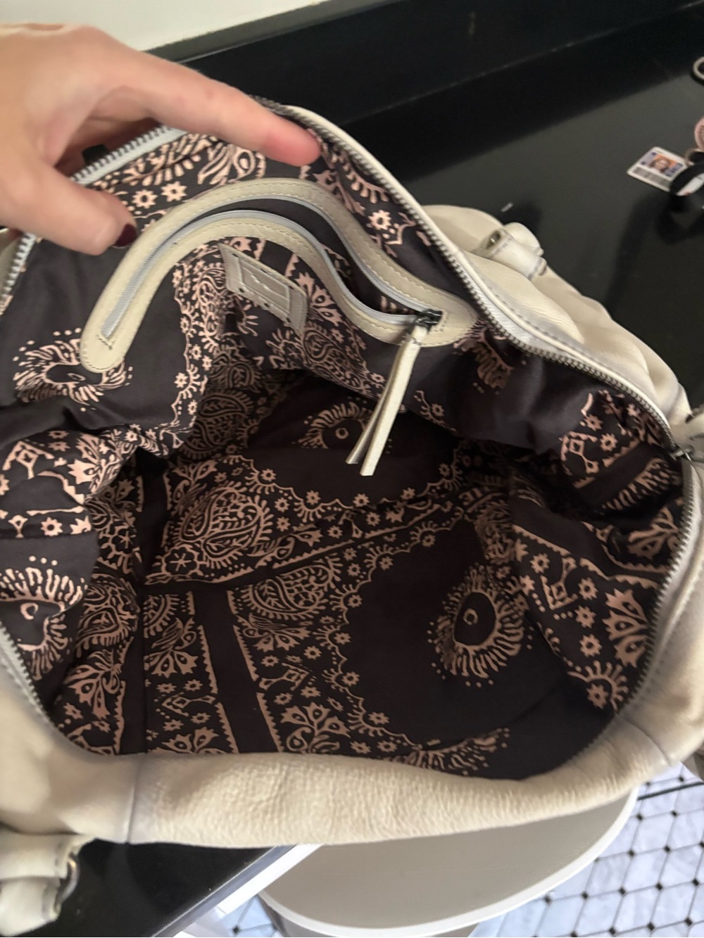 Free People Cream Leather Shoulder Bag with Tassel Zips - Picture 5 of 6